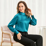 Ladies Retro Style Silk Shirt 100% Pure Silk Long Sleeves Elegant Blouse - slipintosoft