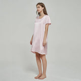 Silk Chemise Women's Short Sleeve Round Neck Silk Nightdress