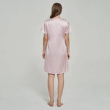 Silk Chemise Women's Short Sleeve Round Neck Silk Nightdress