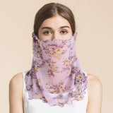 Silk Floral Printed Neck Gaiter Silk Face Masks Knitted Mesh Scarf for Women - slipintosoft