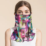 Silk Floral Printed Neck Gaiter Silk Face Masks Scarf for Women