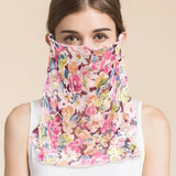 Silk Floral Printed Neck Gaiter Silk Face Masks Knitted Mesh Scarf for Women - slipintosoft