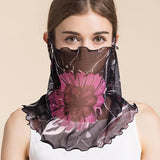 Silk Floral Printed Neck Gaiter Silk Face Masks Scarf for Women