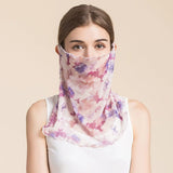 Silk Floral Printed Neck Gaiter Silk Face Masks Scarf for Women