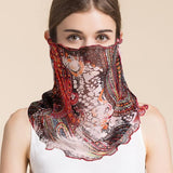 Silk Floral Printed Neck Gaiter Silk Face Masks Scarf for Women