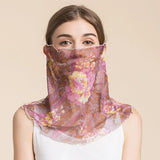 Silk Floral Printed Neck Gaiter Silk Face Masks Scarf for Women