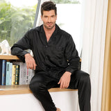 Silk Pajamas for Men Long Sleeve Soft Comfortable 100% Real Silk Pajamas Set - slipintosoft