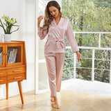 Silk Robe And Pajama Set For Women 2 Piece Long Ladies Silk Pajamas Nightwear - slipintosoft