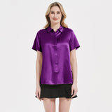 Silk Short-Sleeve Blouse for Office Ladies - slipintosoft