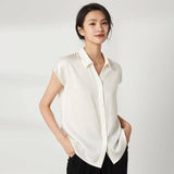 silk tops for women 100% Mulberry Elegant Summer Office Work Silk Tops