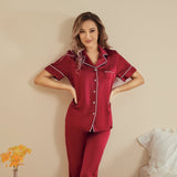 Classic Silk Two Piece Pajamas Set For Women luxury silk Sleepwear - slipintosoft