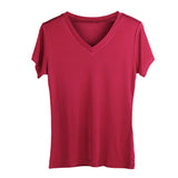 Silk v-neck short-sleeved t-shirt women's silk bottoming shirt women's top - slipintosoft