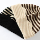 Striped Cashmere Hats for Adults Soft Knitted Cashmere Beanie Fall Winter - slipintosoft