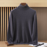 Turtleneck Cashmere Sweater for Men Soft Cashmere Pullover with Ribbing Edge Wool Cashmere Sweater for Men