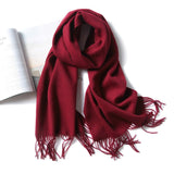 Women and Men Pure Cashmere Scarf Long Lightweight Cashmere Wrap Scarf with Tassel - slipintosoft