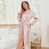 Long Sleeves Silk Robe for Women Long Bridesmaid Wedding Party Silk Robes - slipintosoft