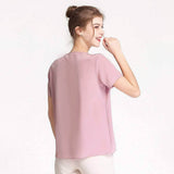 Women Mulberry Silk T-Shirt Short Sleeve V Neck Tank Ladies Silk Shirt - slipintosoft