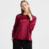 Women Pullover Long Sleeve Pure Mulberry Silk Blouse - slipintosoft