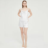 Women Cowl Neck Silk Camisole Set Sexy Silk Cami Shorts Pure Silk Sleepwear - slipintosoft