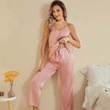 Silk Camisole Pajama Set For Women Summer Silk Pajamas - slipintosoft