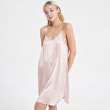 Women Silk Chemise V Neck Silk Nightgown Slip Dress