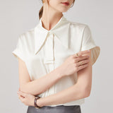 Women Silk Shirts Short Sleeve Work Pure Silk Tops