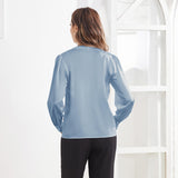 Women Long Sleeves V Neck Silk Blouse - slipintosoft