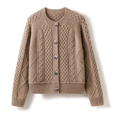 Women's 100% Button-Down Cashmere Cardigans Cable-Knit Sweater - slipintosoft