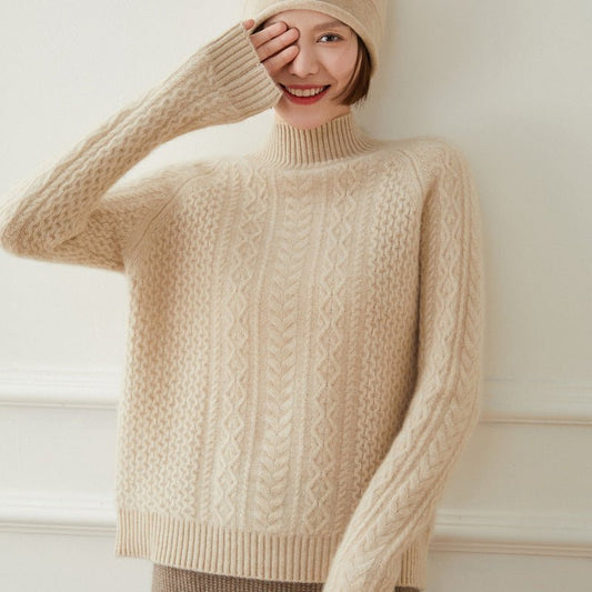 Womens Cashmere Sweater Turtleneck Cable - Knit Cashmere Blouses Cashmere Tops