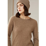 Women's 100% Superfine Cashmere Hollow-out knit Crewneck Sweater - slipintosoft