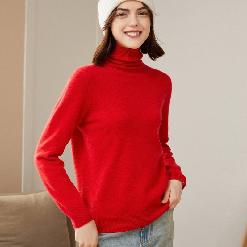 Womens Pure Cashmere Turtleneck Sweater Long Cashmere Pullover