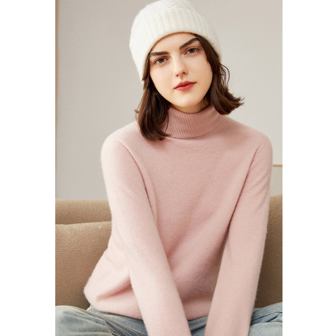 Women's 100% Superfine Cashmere Turtleneck Sweater - slipintosoft