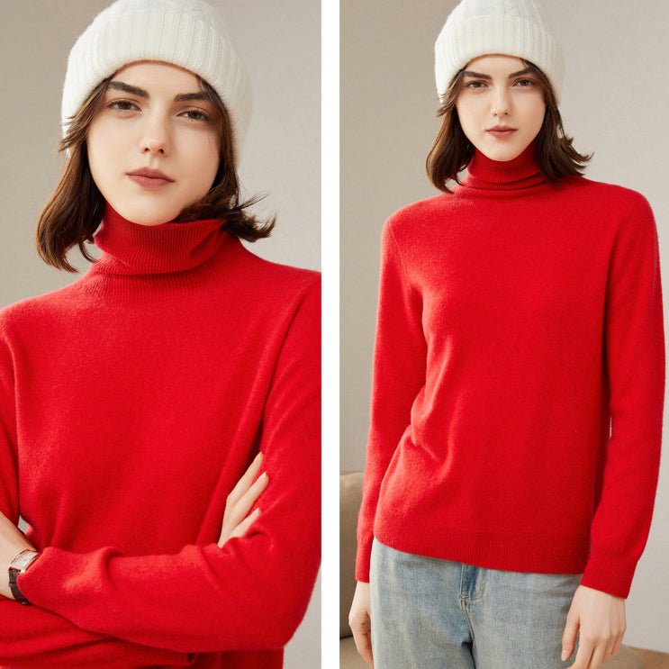 Womens Pure Cashmere Turtleneck Sweater Long Cashmere Pullover