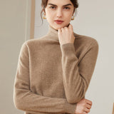 Womens Pure Cashmere Turtleneck Sweater Long Cashmere Pullover