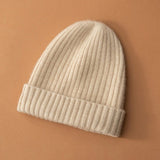 Womens and Mens Rib Knitted Cashmere Hats Warm Deep Cashmere Beanie - slipintosoft