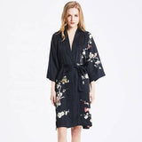 100% Short Silk Kimono Robe for Women's Cherry Blossom Pure Silk Robes - slipintosoft