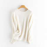 Women's Boat Neck Cashmere Sweater Basic Long Sleeve Solid Cashmere Pullover - slipintosoft