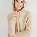 Women's Cashmere Hoodies with Zipper Knitted Cashmere Cardigans - slipintosoft