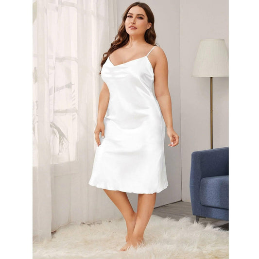 Women's Cowl Neck Plus Size Silk Nightgown Silk Slip Dress