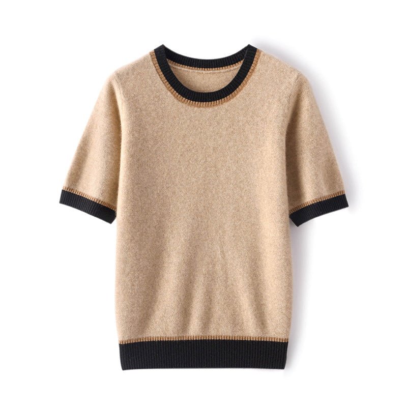 Women's Crewneck Cashmere Sweater Half Sleeves Round Neck Cashmere Pullover - slipintosoft