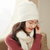 Women's Curled-Up Edge Cashmere Hats Solid Beanie Hat - slipintosoft