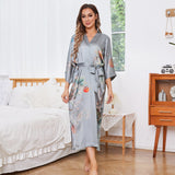 Damen-Kimono aus 100 % Seide mit Blumenmuster