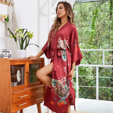 Damen-Kimono aus 100 % Seide mit Blumenmuster