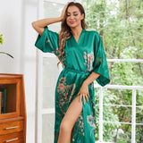 Damen-Kimono aus 100 % Seide mit Blumenmuster