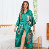 Damen-Kimono aus 100 % Seide mit Blumenmuster