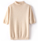 Womens Cashmere Mock Neck Sweater Half - Sleeve Superfine Sweater