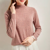 Women's Half Turtleneck Cashmere Sweater Basic Solid Cashmere Pullover - slipintosoft