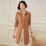 Womens Long Cashmere Cardigan Cashmere Sweater Open Front Cashmere Knit Coat Camel XS