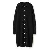 Womens Long Cashmere Cardigan Cashmere Sweater Open Front Cashmere Knit Coat Black XS