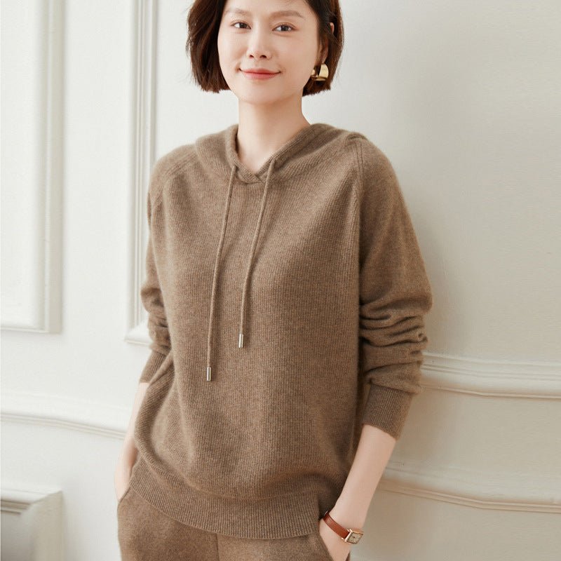 Women's Long Sleeves Cashmere Sweater Cashmere Hoodie Top - slipintosoft